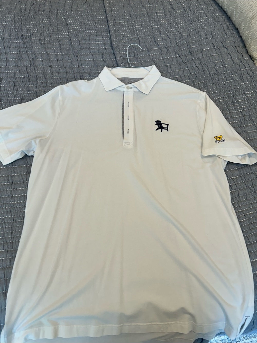 johnnie-O White Men’s Polo with Navy Chair Logo